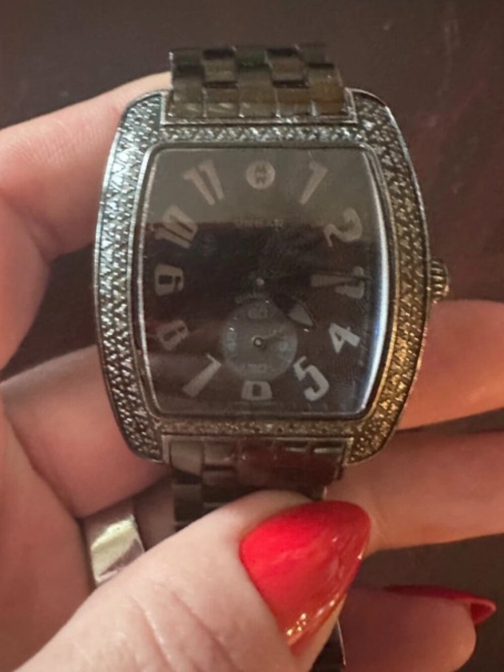 MICHELE Urban Noir XL Black Diamond Watch MW02M02E1937 Rare